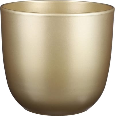 Mica Decorations Plantenpot - goudkleurig - keramiek - 12 x 11 cm - plantenpotten