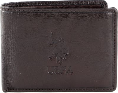 U.S. POLO ASSN. Leren Portemonnee Horizontal Wallet with Coin and Flap Brown Bruine
