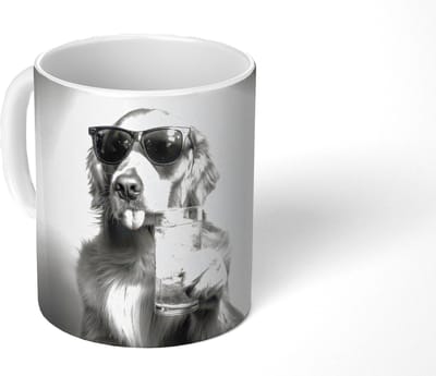 Mok - Koffiemok - Golden retriever - Hond - Zonnebril - Gkas - Mokken - 350 ML - Beker - Koffiemokken - Theemok