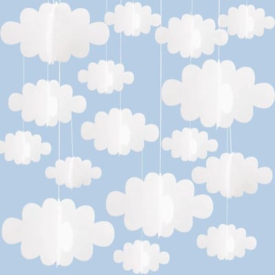 Hanging 3D Wolken Decoraties - 16 Stuks Kunstmatige Wolken voor Plafond en Muur - Versiering voor Babyshower, Kinderkamer, Bruiloft en Feestjes