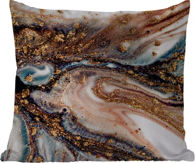 Buitenkussen - Marmerlook - Goud - Zwart - Glitter - Chic - 45x45 cm - Weerbestendig
