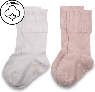 KipKep Baby sokken bio Blijf-Sokken - Maat 12-18 maanden - mauve - zakken niet af - stay-on-socks - roze