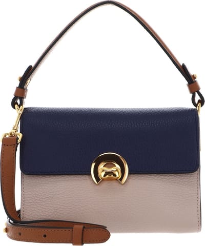 COCCINELLE Leren Handtas Schoudertas Binxie Tricolor Handbag Grained Leather Royal Blue / Rosette / Cuir Veelkleurig