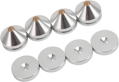 4x Aluminium Isolatievoeten voor Audio Apparatuur, Trillingsdempers voor Hifi, Versterker en Subwoofer (Zilver)