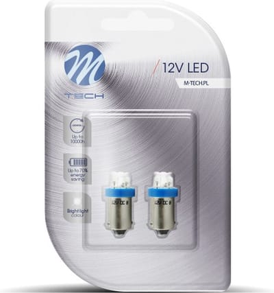 M-Tech LED - BA9s / T4W 12V - Basis 4x Led diode - Blauw - Set