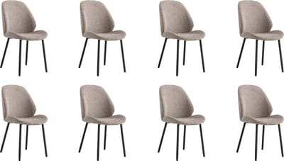 QUVIO Eetkamerstoelen Lola - Eetkamerstoel - Grijze stoel - Polyester - Staal - Grijs - Set van 8