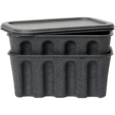 Ferm Living Paper Pulp Box Set van 2 - zwart - klein