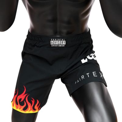 Fairtex AB12 Burn Board Shorts - MMA Shorts - Zwart/Oranje/Geel - Maat L