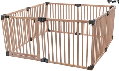 RFWR® Houten Speelruimte voor Kinderen, 160cm x 160cm, Natuurlijk Materialen, Veilige Speelomgeving voor Peuters