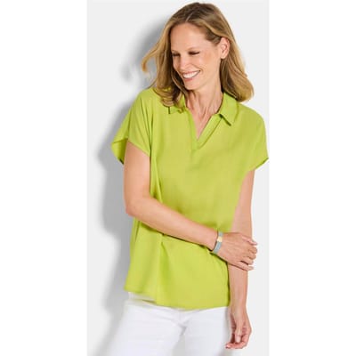 Blouse zonder sluiting met een open overhemdkraag - lichtgroen - Gr. 21 van Goldner Fashion