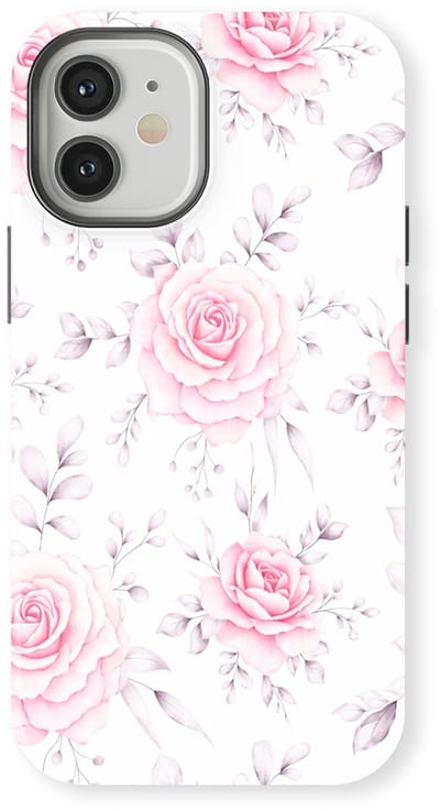 Bloemen Design Hoesje geschikt voor iPhone 12 | Flower Print Tough Case met Mag | Shockproof | Bloemen Motief Backcover geschikt voor iPhone 12 Rose Romance