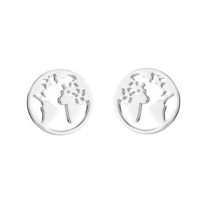 Fako Bijoux® - Oorbellen - Steker - RVS - Stainless Steel - Wereldkaart - Zilverkleurig