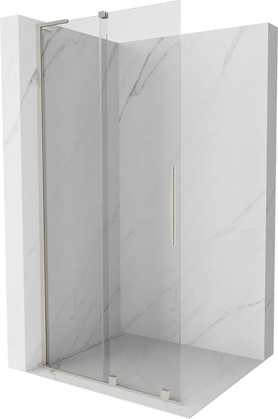 Mexen Velar L Schuifbare inloopdouchewand 90 x 200 , transparant 8 mm, geborsteld nikkel - 871-090-003-03-97