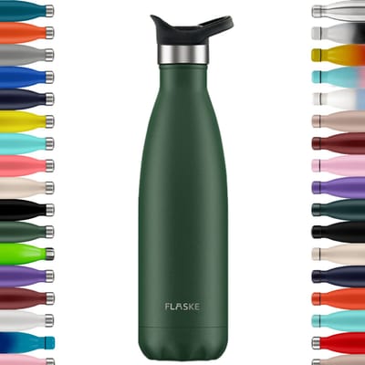 FLASKE Sports Bottle 500ML - Moss - RVS Drinkfles van 500ML - Geschikt als waterfles, thermosfles en thermoskan