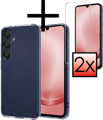 Hoesje - Met 2x Screenprotector - Geschikt voor Samsung Galaxy A26 - Sterk & Shockproof - Back Cover - Siliconen Case - Telefoon Hoes - Transparant