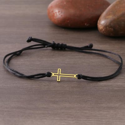 RVS Armbanden Gotische Holle Kruis Handgevlochten Geluk Zwart Rode Touw Mode Bedelarmband Voor Vrouwen Zirkoon Cadeaus black