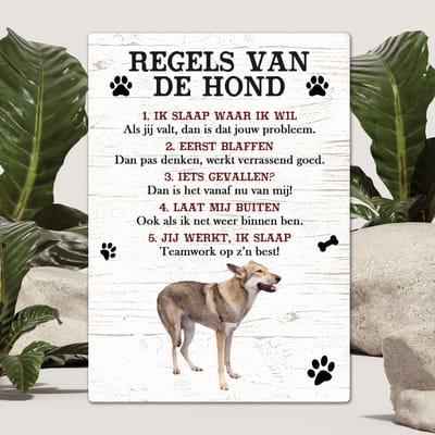 Spreuken - Saarloos Wolfhond - Regels Van De Hond - Spreuken Bordjes - Spreukenbord - Tekstborden - Cadeau - Hondenras