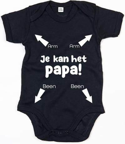 Baby Romper Je kan het papa 3-6 maand - Zwart - Rompertjes baby met tekst