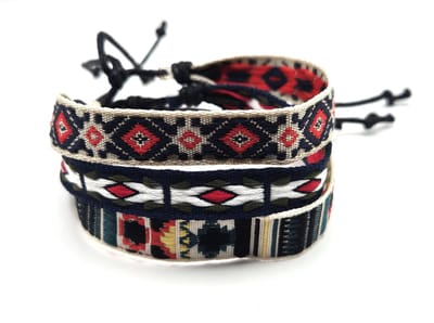Heren Armbanden set- Touwarmband- Ibiza armbanden 3 stuks- Rood Blauw Beige- Man- Gevlochten Armbanden- Festival armbandjes- LiLaLove
