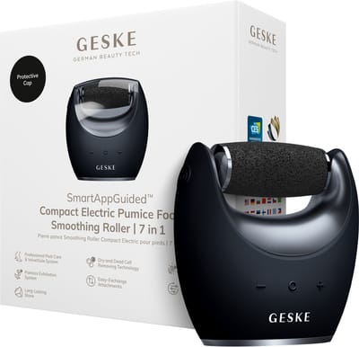 GESKE Compact Electric Pumice Foot Smoothing Roller | 7 in 1 | Elektrische Voetvijl & Exfoliator | Langdurige Puimsteen | Voor Zachte Voeten | Geavanceerde Eeltverwijdering