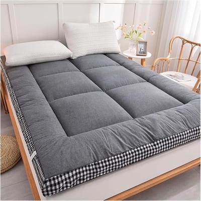 Japanse vloermatras - Opvouwbare futon - Comfortabel slapen - Dikke veren donsvulling - Queensize 60x80 inch - Grijs