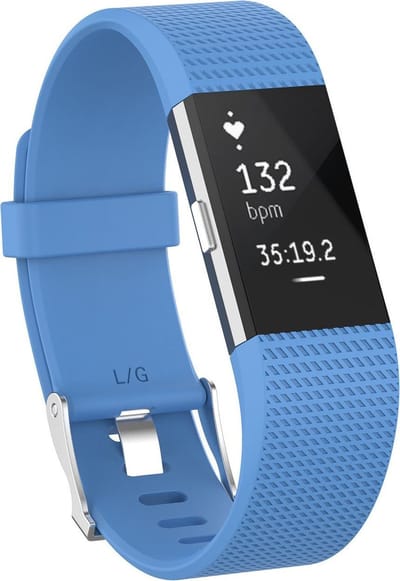 Siliconen Smartwatch bandje - Geschikt voor Fitbit Charge 2 siliconen bandje - hemelsblauw - Strap-it Horlogeband / Polsband / Armband - Maat: Maat S