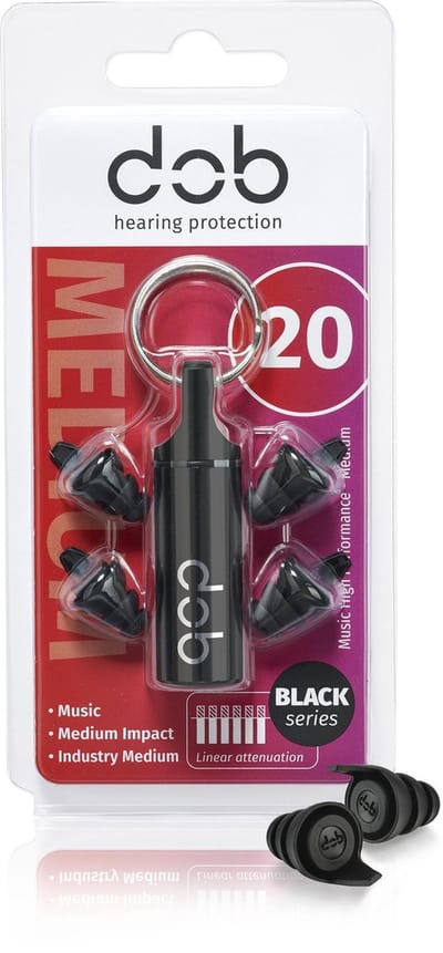 dOb Reusable Black series 20dB | Gehoorbescherming oordoppen | Muziek oordoppen | Muzikanten| Muziek | Motor oordoppen | Concerten | Premium muziekfilter |1 paar