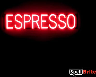 ESPRESSO - Lichtreclame Neon LED bord verlicht | SpellBrite | 78 x 16 cm | 6 Dimstanden - 8 Lichtanimaties | Reclamebord neon verlichting