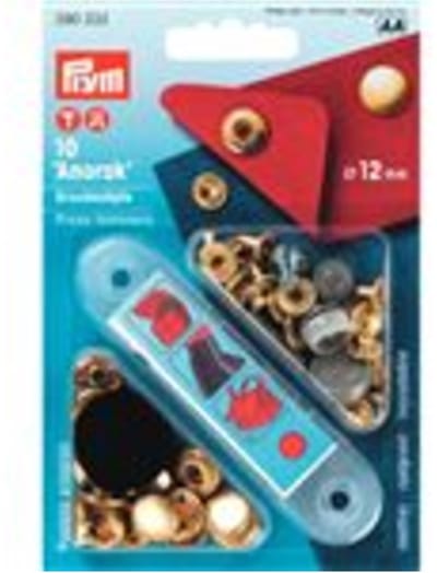Naaivrijdrukknopen ANORAK 12 mm goudkleurig 10 st. - Drukknopen Sport & Camping - Prym
