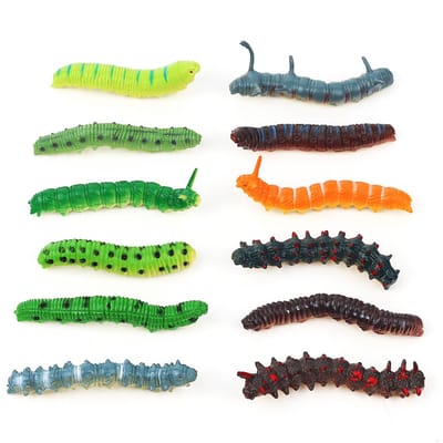 12 stuks Insectenmodellen Rups Grappige Dierfiguren Kruipende Insecten Actiefiguren Educatief Speelgoed voor Kinderen Grapspeelgoed green