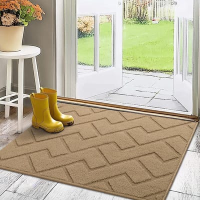 Famanu - Deurmatten Binnen Duiten Schoonloopmat Vuilschraper,Antislip, Machinewasbaar,Waterabsorberend, entree deurmat voor voordeur, gang, entree, keuken, slaapkamer (Brown, 80x100cm)