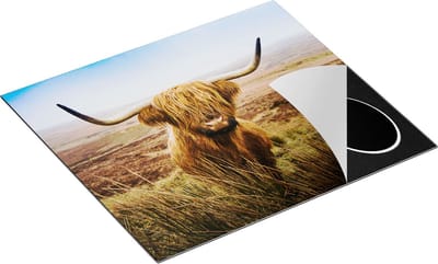 Chefcare Inductie Beschermer Schotse Hooglander Koe in het Veld - 60x50 cm - Afdekplaat Inductie - Kookplaat Beschermer - Inductie Mat