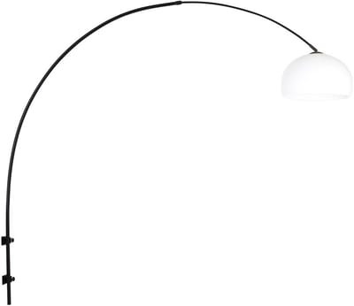 Zwarte boog wandlamp Sparkled Light 8195ZW met wit kunststof bol kap - Draaibaar, kantelbaar en uitschuifbaar - Steinhauer - Binnen - Modern Klassiek - 145 cm hoog, 38 cm diameter