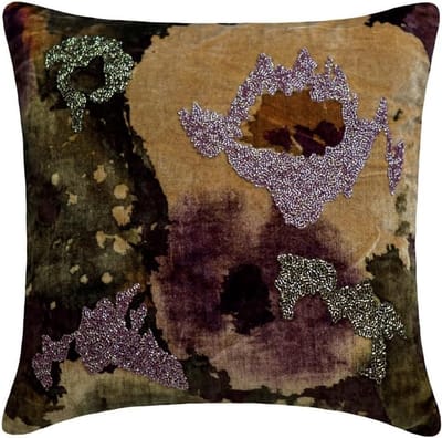 Luxe Paarse Sierkussenhoes Velvet 45x45 cm - Handmade Abstract Design