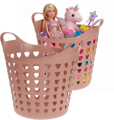 Storage solutions Speelgoedmand - 2x - oud roze - 26 liter - kunststof - 40 x 41 cm