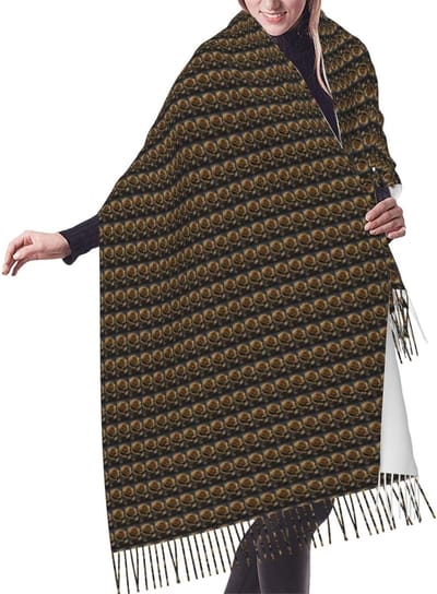 Bloemen Print Sjaal - Dames Sjaal - Mode Accessoire - Zacht Kunstkasjmier - 195 cm Lengte - Zwart Goud