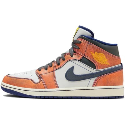 Air Jordan 1 Mid SE Flight Vintage Heren Sneakers Oranje Summit-White Iron-Grey FV3619-106 42 gray