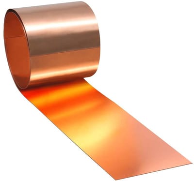Koperplaatrol, 1000 x 100 x 0,3 mm, zachte koperen band van 99,9% zuiver koper, buigzaam en geleidend, voor dak, doe-het-zelvers, elektronica, kunst en modelbouw
