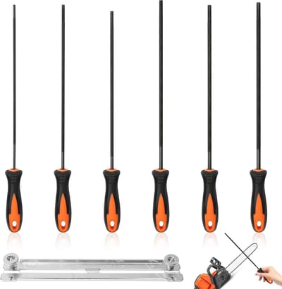 Kettingzaag Vijlen Set - Paardenvijlen Werkplaatsvijlen - Ketting Scherp Maken - Inclusief Vijlhouder - 3.2 tot 5.5 mm - Zwart Oranje