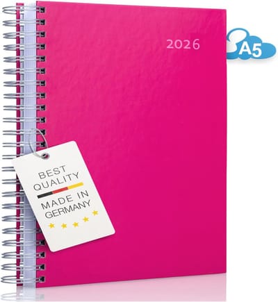 A4 Kalender - Zwart Dots - Bureaukalender met Spiraalbinding - 1 Dag = 1 A4-pagina