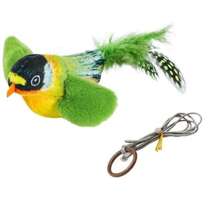 Tjilpende vogel katten speelgoed Interactieve flapperende vleugels Pluche vogel speelgoed Batterijgevoede stimulerende dieren kitten speelgoed voor binnenkatten pack-1 groen