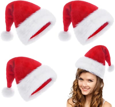 Dailygoods - 3-delige Luxe Pluche Kerstmutsen voor Volwassenen - Feestelijke Santa Outfit