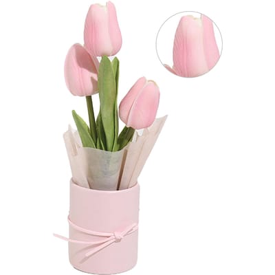 Bouquet de Tulipes DIY Artisanat Toucher Réel Fleurs Artificielles Bouquets pour Mariage Décoration de Maison