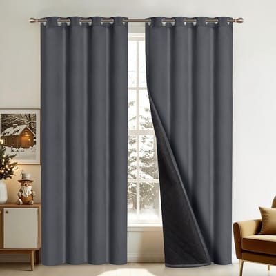 Qelus Verduisterende Gordijnen - Kant en Klaar Gordijn - Dikke Verduisterende Thermische Gordijnen - 2 Stuks Voor Een Lekker Warme & Stille Woonkamer/Slaapkamer- B132 X H160 cm (Grijs)