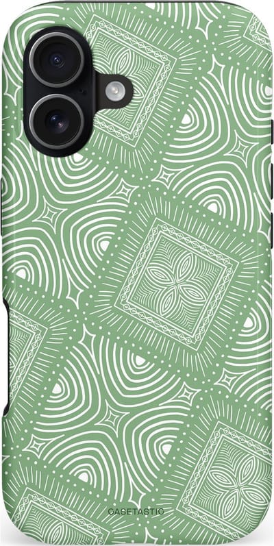 Casetastic hoesje geschikt voor Apple iPhone 17 - MagSafe - Dubbellaagse bescherming - Groene Mandala - Fashion Case - Saliegroen