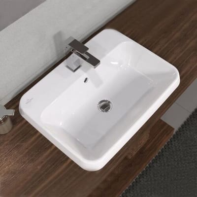 Villeroy & Boch Architectura - Inbouw wastafel, 60x45 cm, met overloop, kraangat, CeramicPlus, alpine wit 5A6760R1