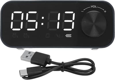 Wekker Radio Speaker - Draagbare Muziekbox - Ontwaken Muziek Luisteren - Zware Bas LED Display - 16cm Hoog - Blauw