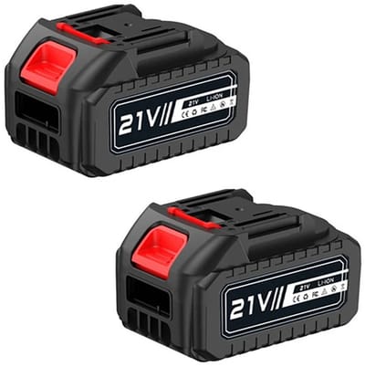 Zerova 21V Accu 2-Pack 6500 mAh - Oplaadbare Lithium Batterijen voor Accugereedschap - Batterijen - Elektronisch - Zwart