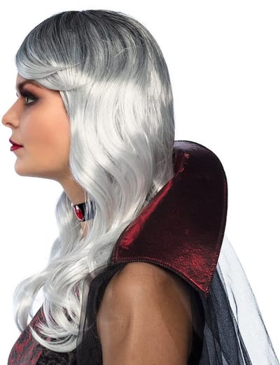 Boland Halloween Verkleed pruik voor dames - grijs - Heksen pruik - Fantasy - Carnaval - lang haar