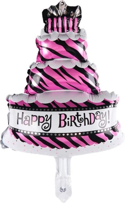 Folie helium ballon Taart Happy Birthday 90cm (Zelf vullen)